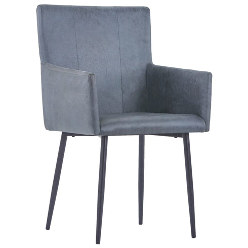Swen Studio -  Dining Chairs with Armrests 6 pcs Grey Faux Suede Leather
